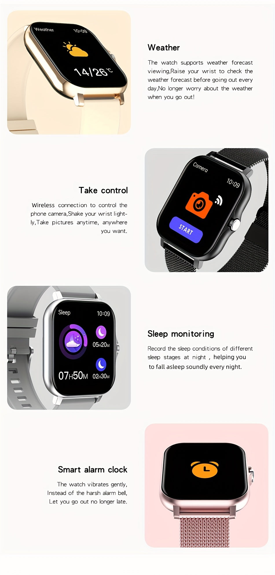 Smartwatch, Men's/Women's Watch, Call & Message Alerts, Large Screen Display, Multi-Sport Modes for Fitness Activities