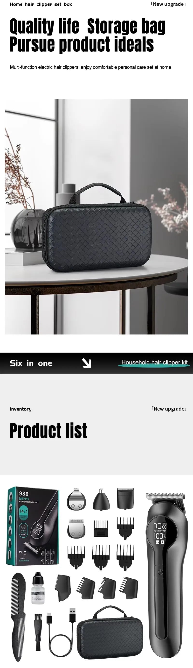 Xiaomi Youpin 6-in-1 Multifunctional Grooming Kit Hair Clipper With Digital Display High Power Electric Shaver Nose Hair Trimmer