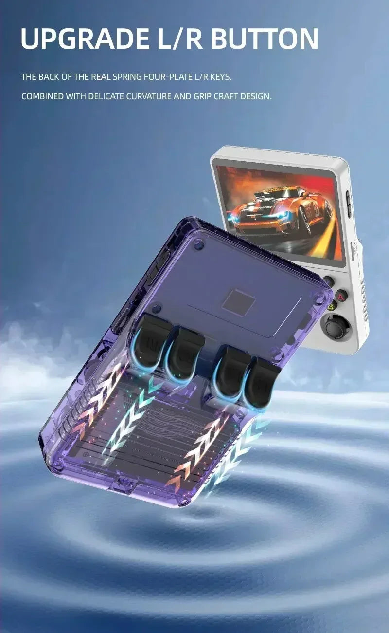 جهاز ألعاب فيديو محمول R36S مفتوح المصدر، يعمل بنظام لينكس، بشاشة IPS مقاس 3.5 بوصة، وذاكرة تخزين 64 جيجابايت و128 جيجابايت للألعاب.