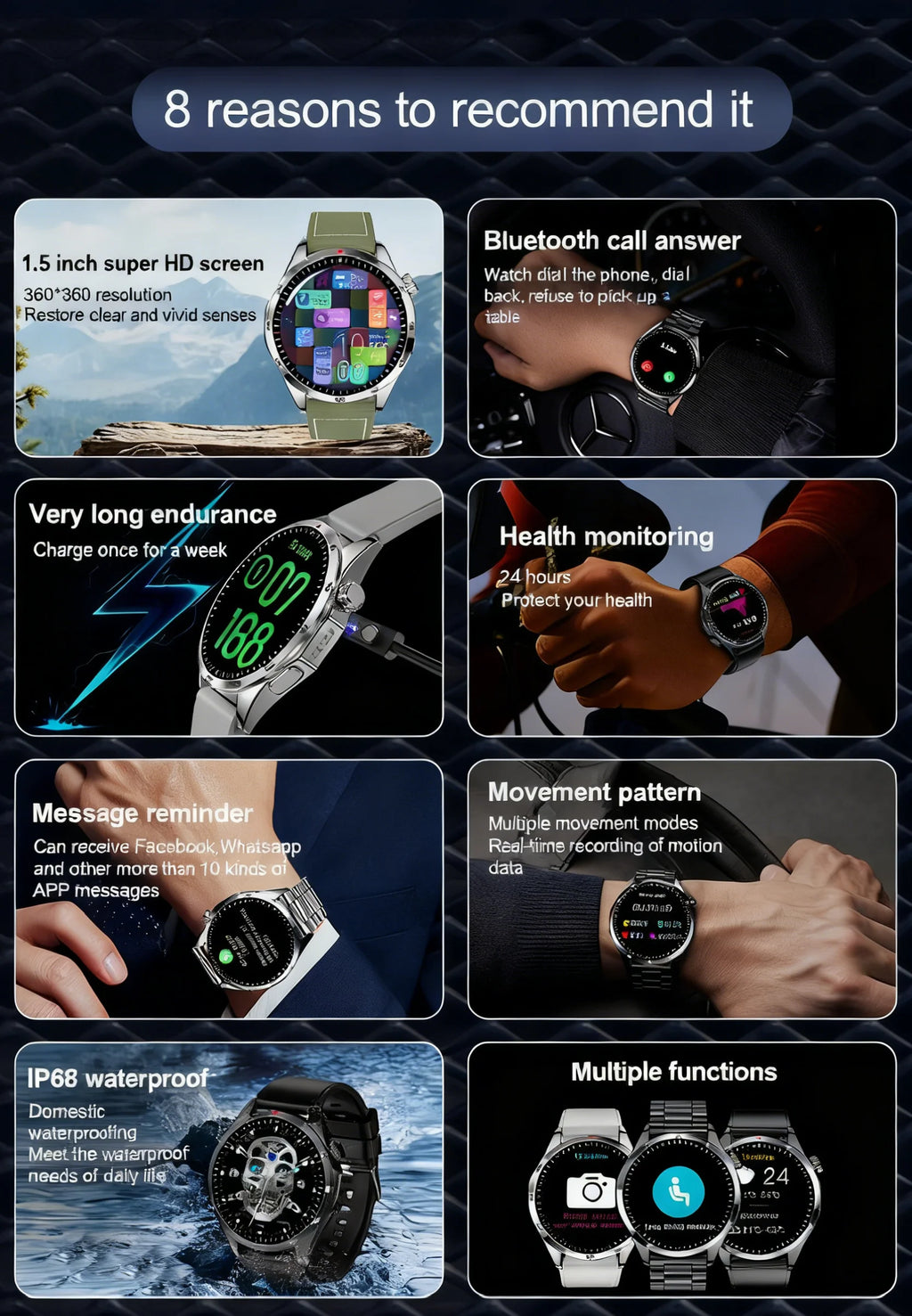 ساعة LEMFO LT10 الذكية 2024، تعمل بنظام أندرويد، هدية مثالية، مزودة بتقنية بلوتوث للمكالمات، شاشة لمس، مشغل موسيقى، متتبع لياقة بدنية، ساعة رياضية