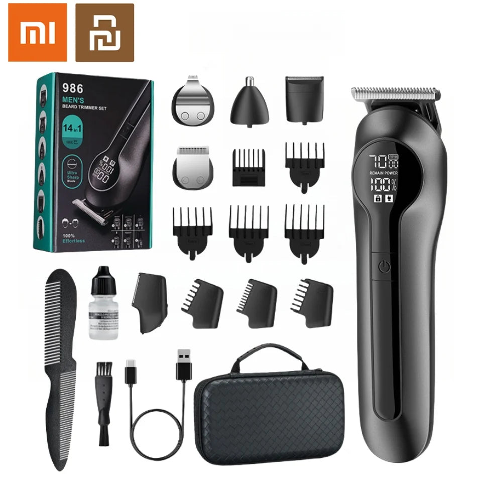 Xiaomi Youpin 6-in-1 Multifunctional Grooming Kit Hair Clipper With Digital Display High Power Electric Shaver Nose Hair Trimmer